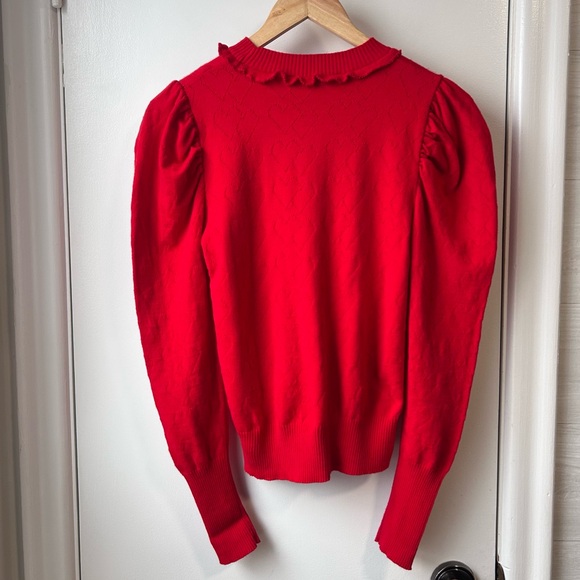 Nwt Rinascimento Puff Shoulder Heart Sweater Red - Picture 4 of 9
